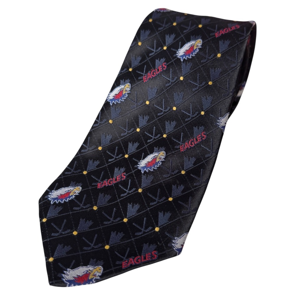 Vespucci Creation Eagles Hockey Patterned Necktie Silk Blend Men's‎